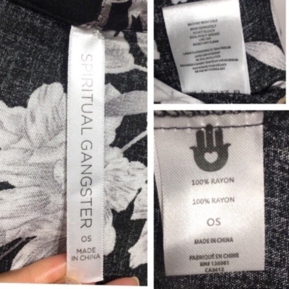 Spiritual Gangster Maya Black White Floral Kimono NWOT - Picture 7 of 12